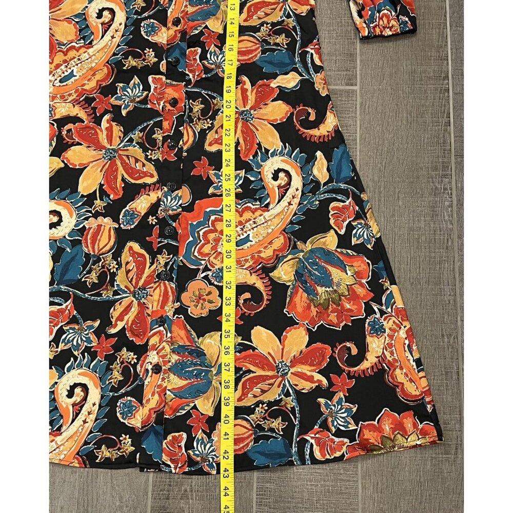 Nicole Miller Women’s Dress Size 8 Floral paisley Button 3/4 Sleeve - Picture 5 of 12